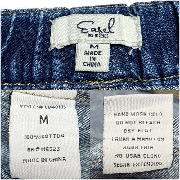 EASEL Distressed Boyfriend Jeans Drawstring Pull-On Elastic Waist Size M EB40105 - Picture 8 of 8